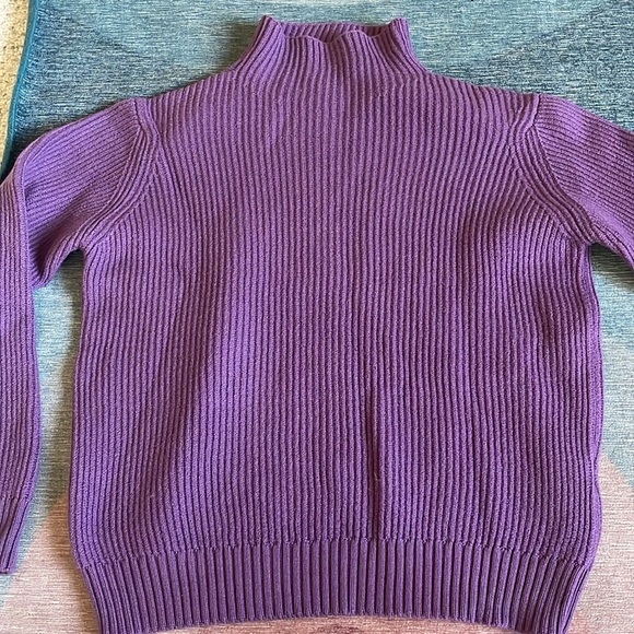 Filipino De Laurentiis Extra Fine Merino Wool Purple Mock Neck Sweater - Picture 6 of 9